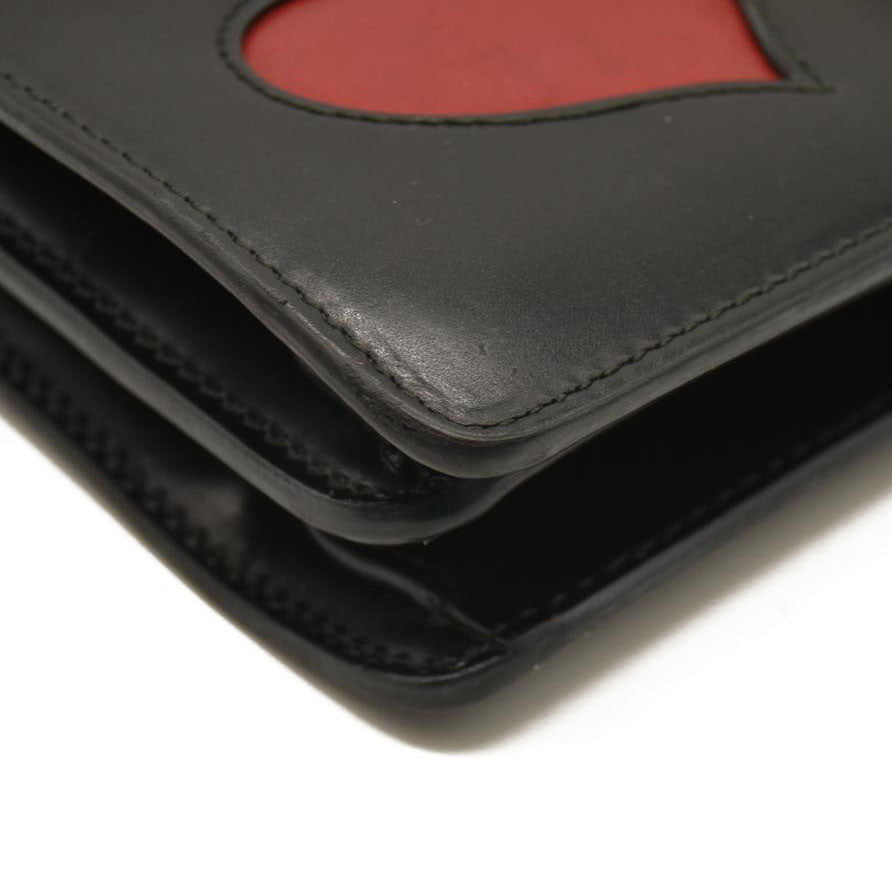 Gucci  Knight Calfskin Malaga Kid Heart Medium GG Marmont Chain Handle Bag Black Hibiscus Red Multicolor