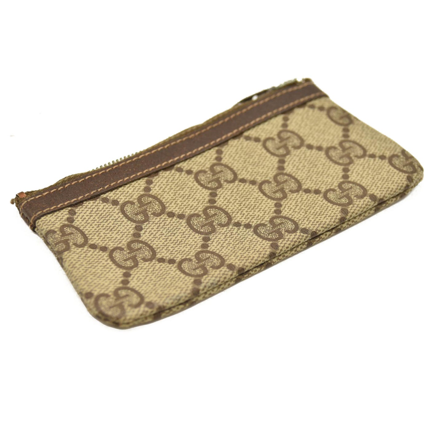 GUCCI GG Logo PVC Leather Coin Purse Wallet Beige