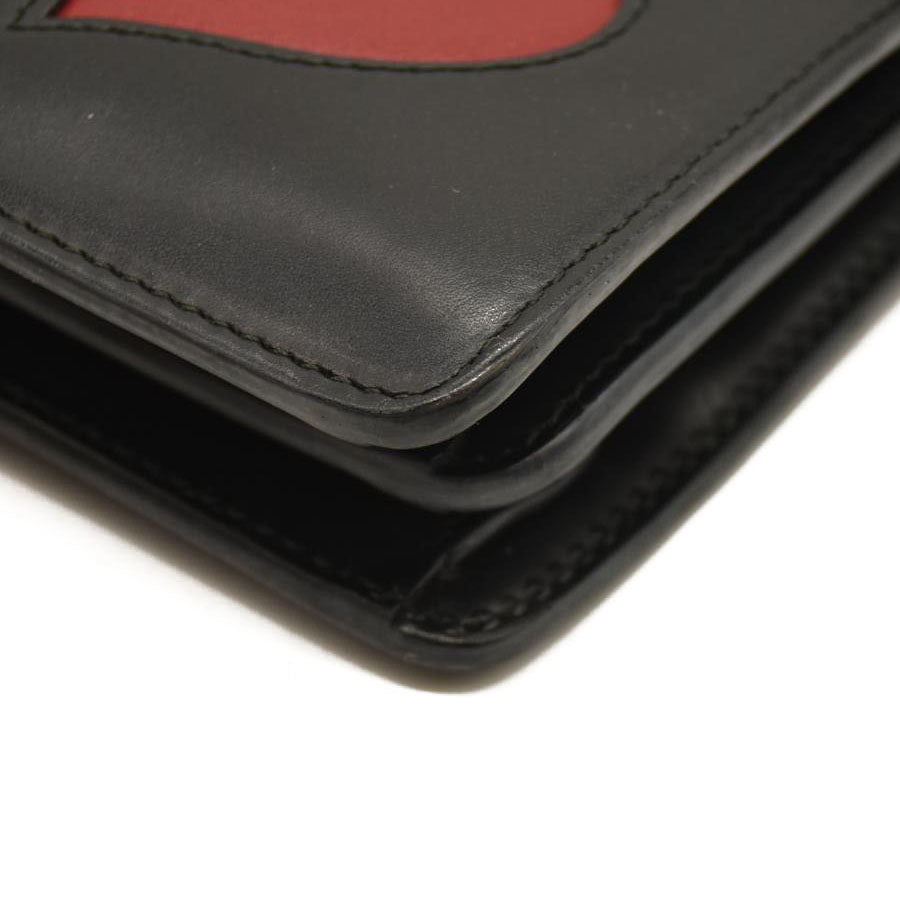 Gucci  Knight Calfskin Malaga Kid Heart Medium GG Marmont Chain Handle Bag Black Hibiscus Red Multicolor