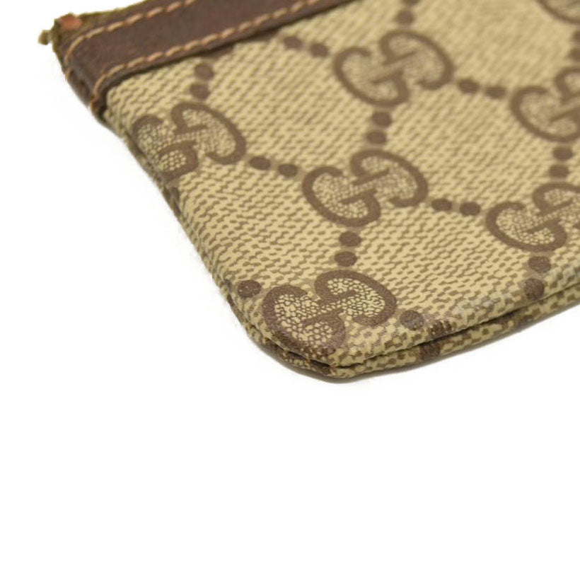 GUCCI GG Logo PVC Leather Coin Purse Wallet Beige