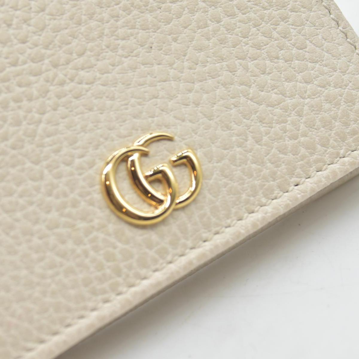 $520 Gucci Pebbled Calfskin GG Marmont Card Case White