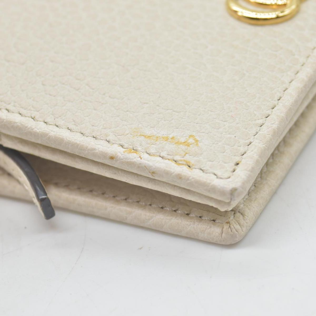 $520 Gucci Pebbled Calfskin GG Marmont Card Case White