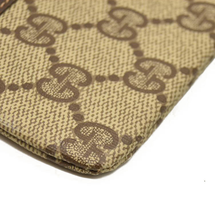 GUCCI GG Logo PVC Leather Coin Purse Wallet Beige