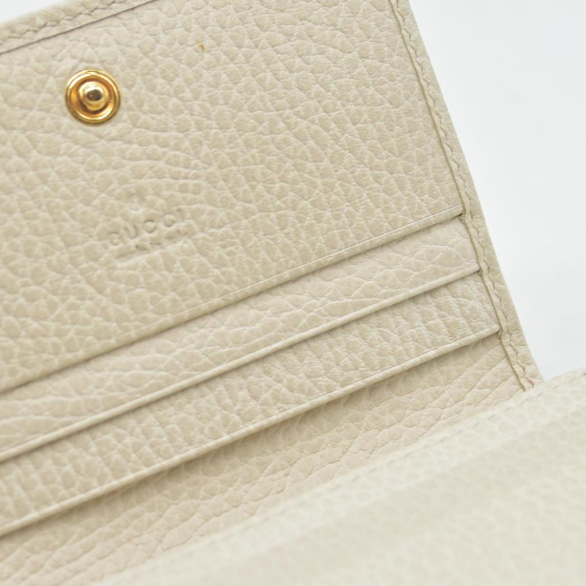 $520 Gucci Pebbled Calfskin GG Marmont Card Case White