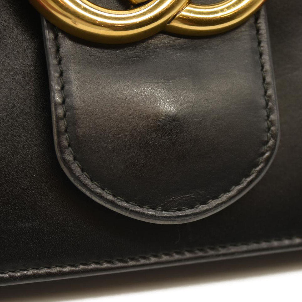 Gucci  Knight Calfskin Malaga Kid Heart Medium GG Marmont Chain Handle Bag Black Hibiscus Red Multicolor