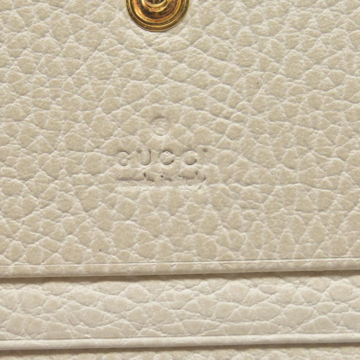 $520 Gucci Pebbled Calfskin GG Marmont Card Case White