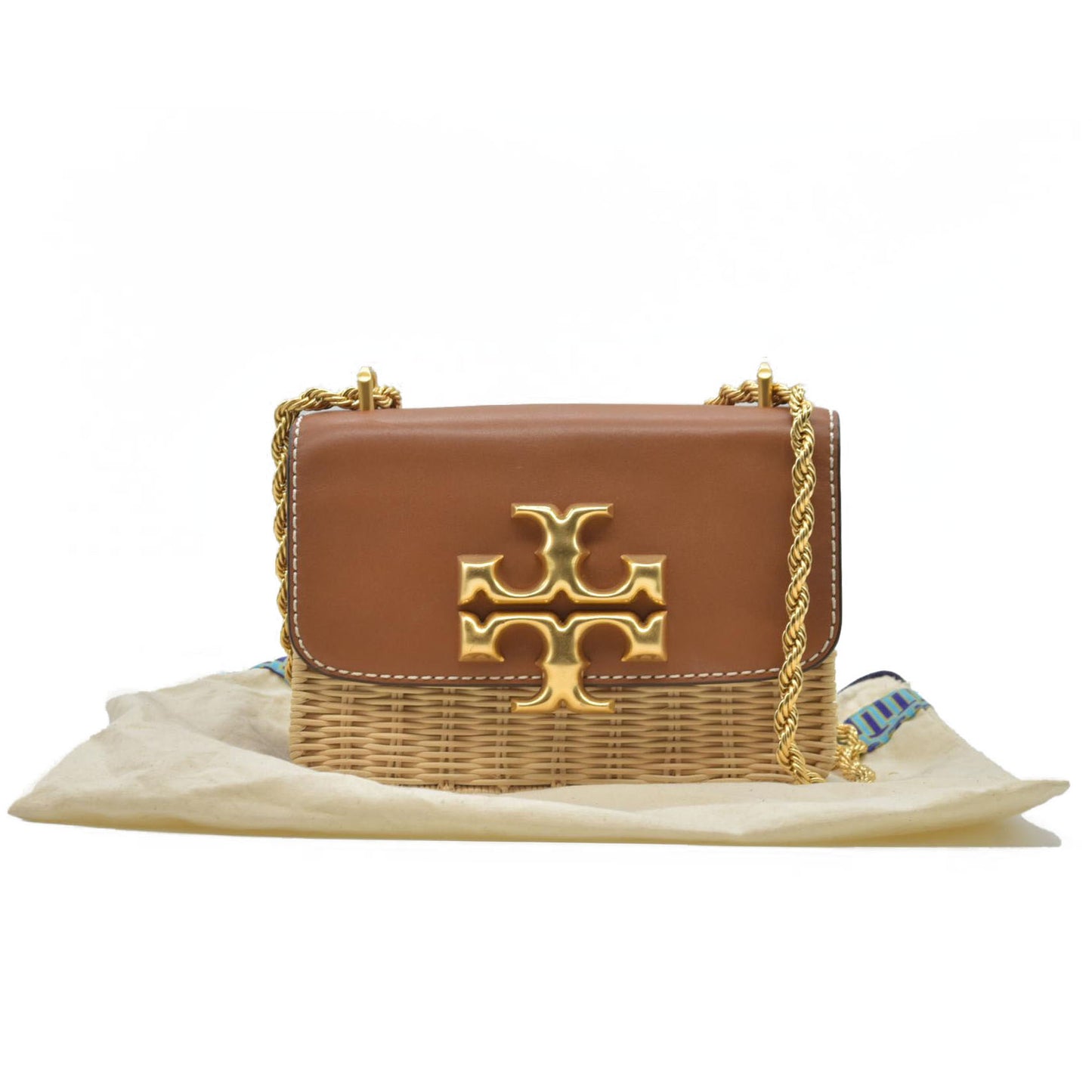 $698 Tory Burch Eleanor Rattan Small Shoulder Bag