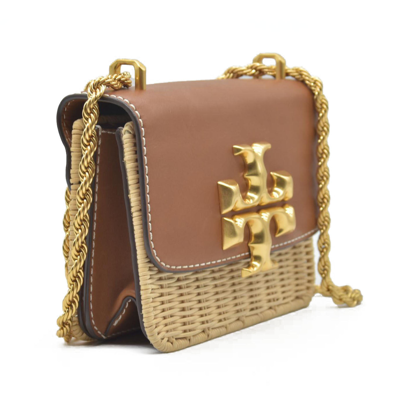$698 Tory Burch Eleanor Rattan Small Shoulder Bag