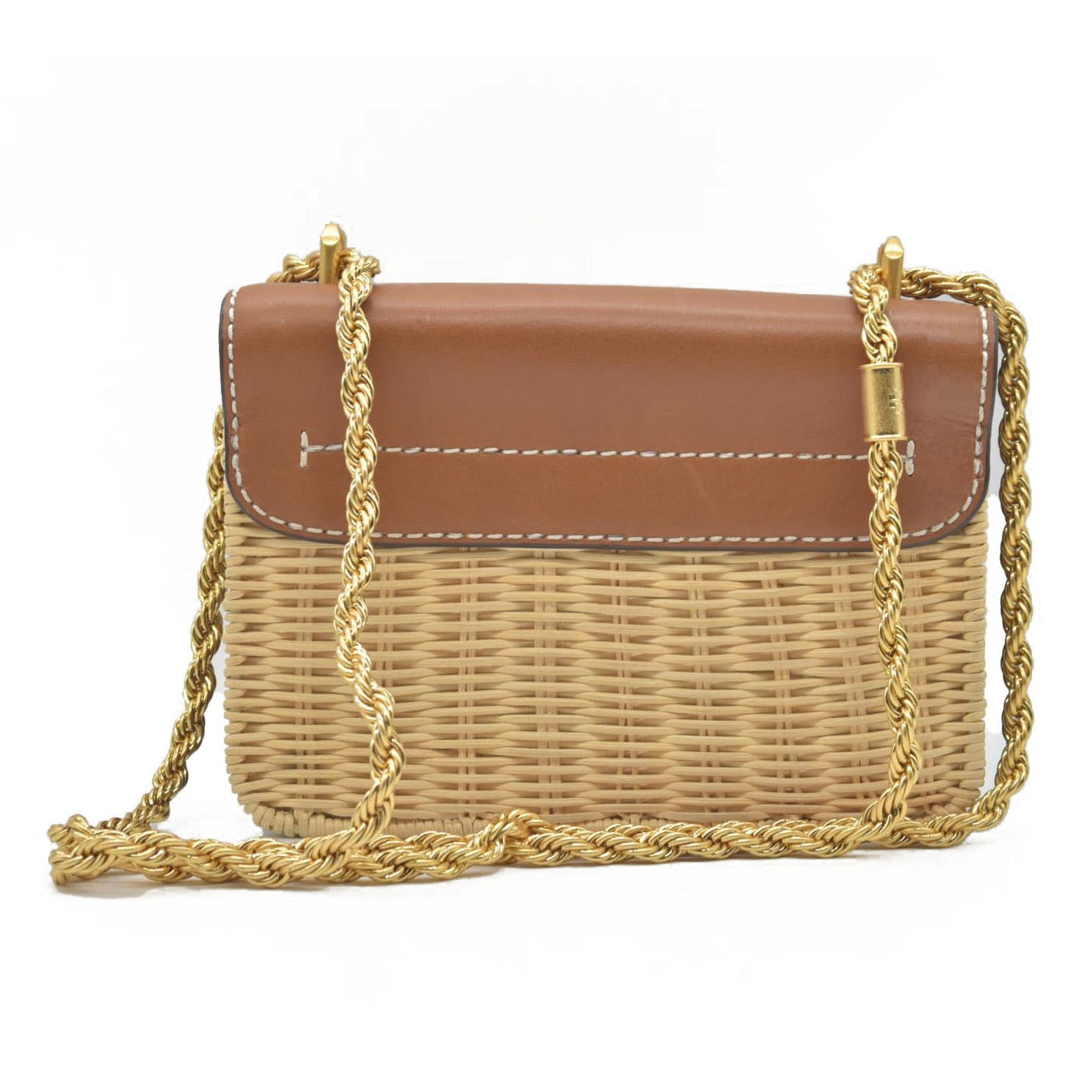 $698 Tory Burch Eleanor Rattan Small Shoulder Bag