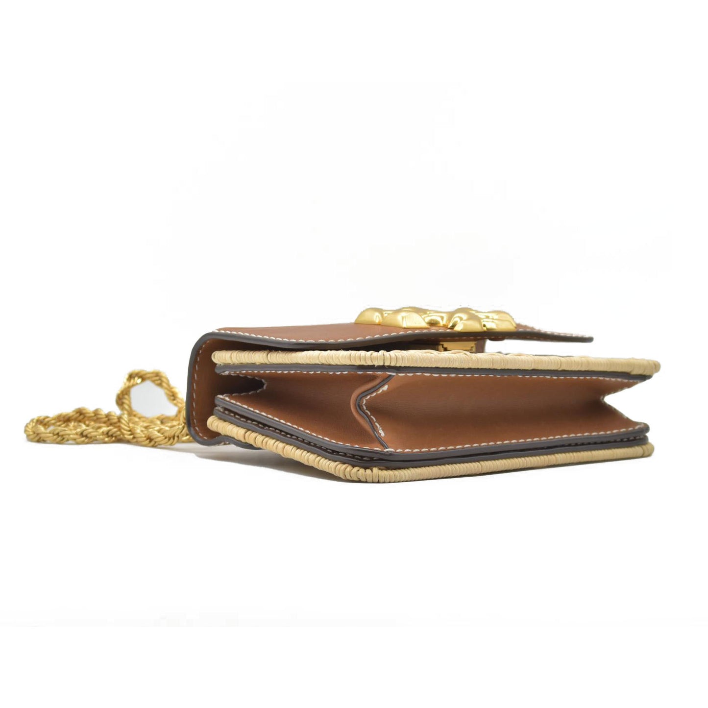 $698 Tory Burch Eleanor Rattan Small Shoulder Bag