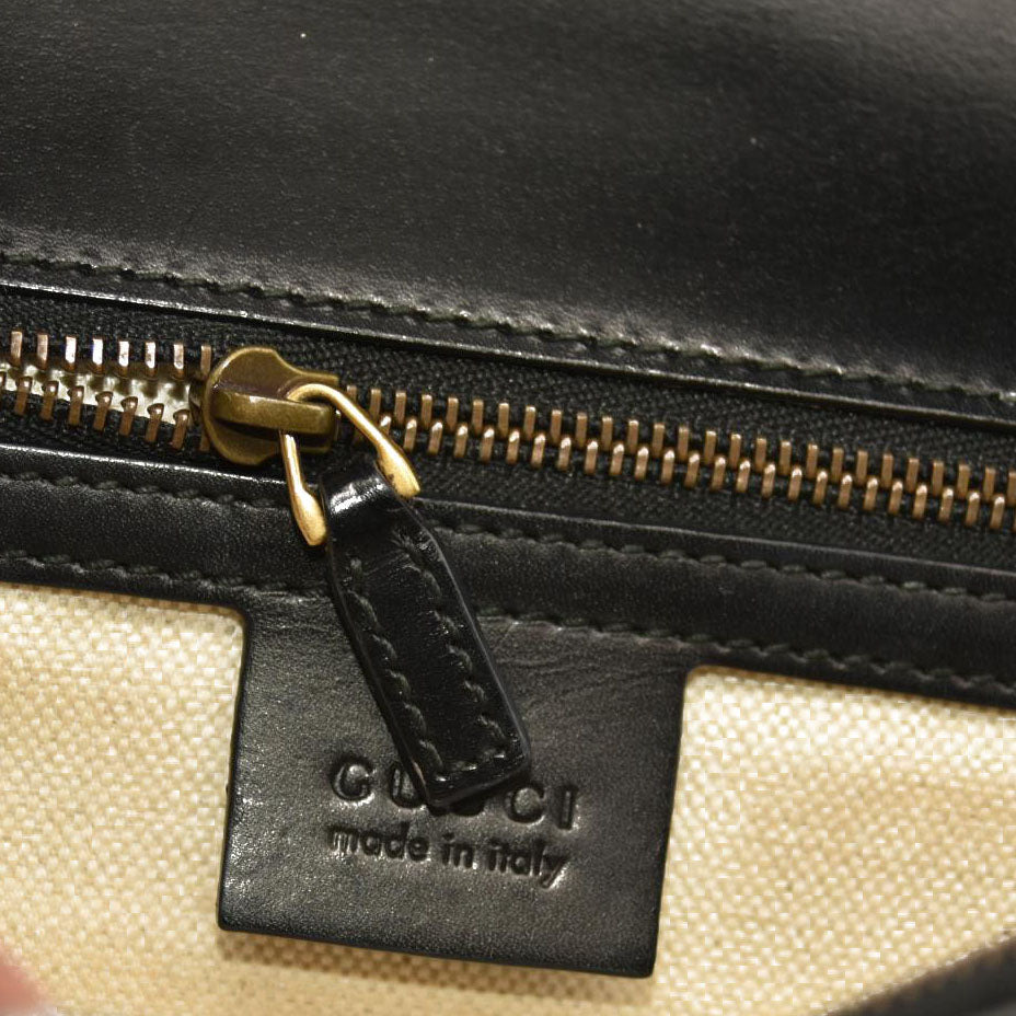 Gucci  Knight Calfskin Malaga Kid Heart Medium GG Marmont Chain Handle Bag Black Hibiscus Red Multicolor