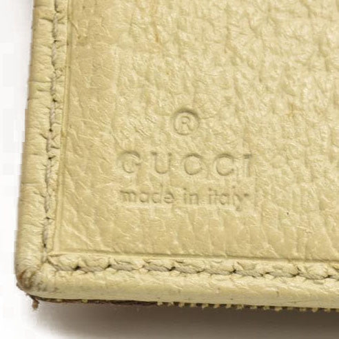 GUCCI GG Logo Canvas Leather Bifold Wallet Beige