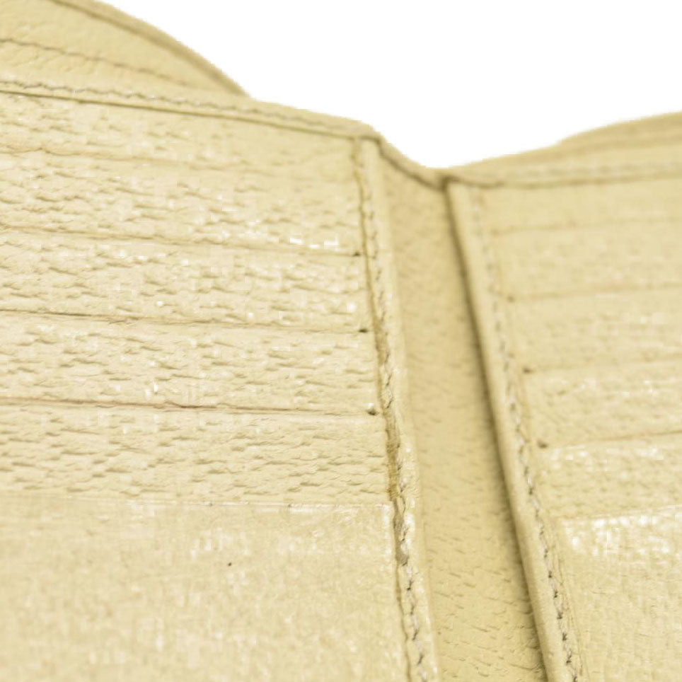 GUCCI GG Logo Canvas Leather Bifold Wallet Beige