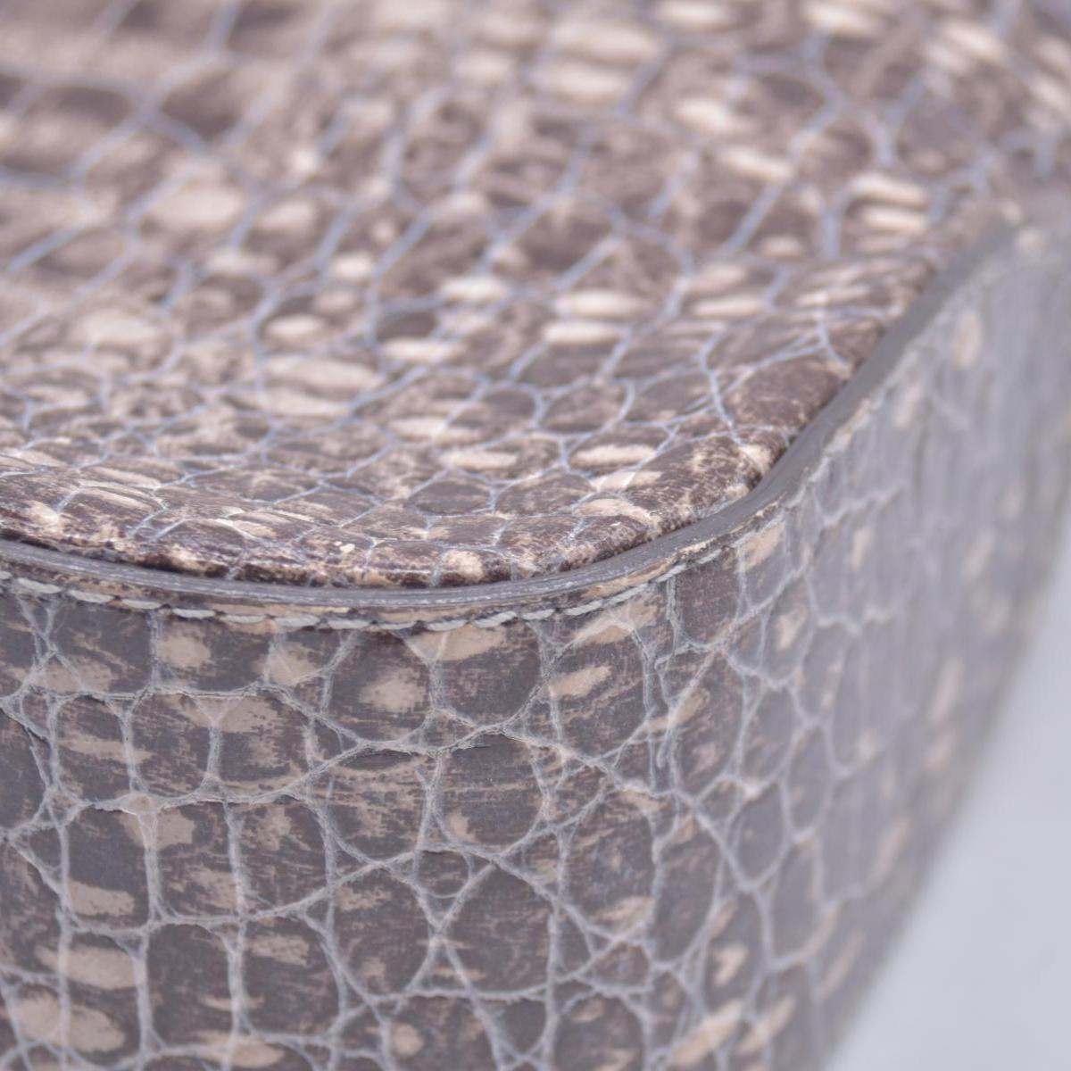 Salvatore Ferragamo Croc Embossed Beige Leather Hobo Shoulder Bag CONSIGNMENT