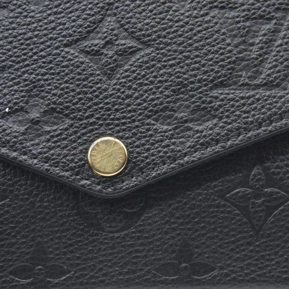 $1720 AUCTION Louis Vuitton  Empreinte Pochette Felicie Chain Wallet Black RFID New Model
