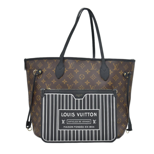 $3200 Louis Vuitton Monogram Calfskin Neo Neverfull Inside Out MM Black RFID