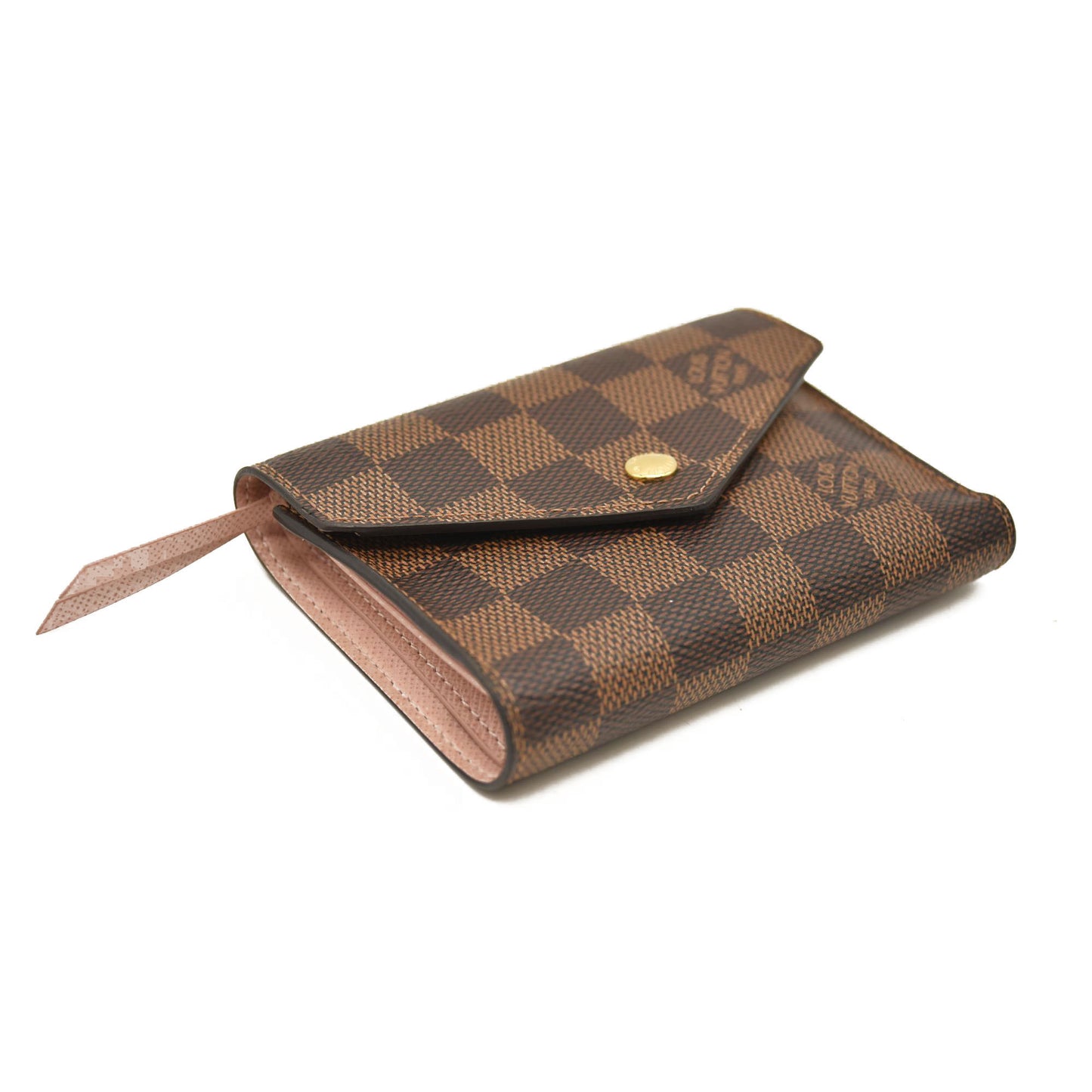 Louis Vuitton  Damier Ebene Victorine Wallet Rose Ballerine RFID