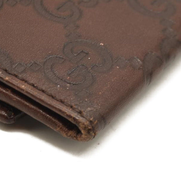 GUCCI Ssima GG Logo Leather 6 Ring Key Case Brown