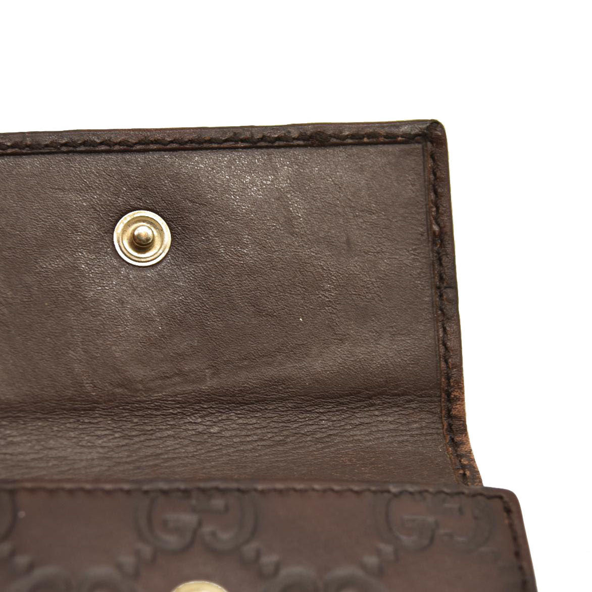 GUCCI Ssima GG Logo Leather 6 Ring Key Case Brown