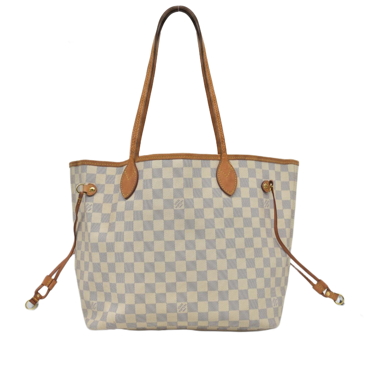 $2240 2010 Louis Vuitton Damier Azur Neverfull MM Rose Ballerine AR1120