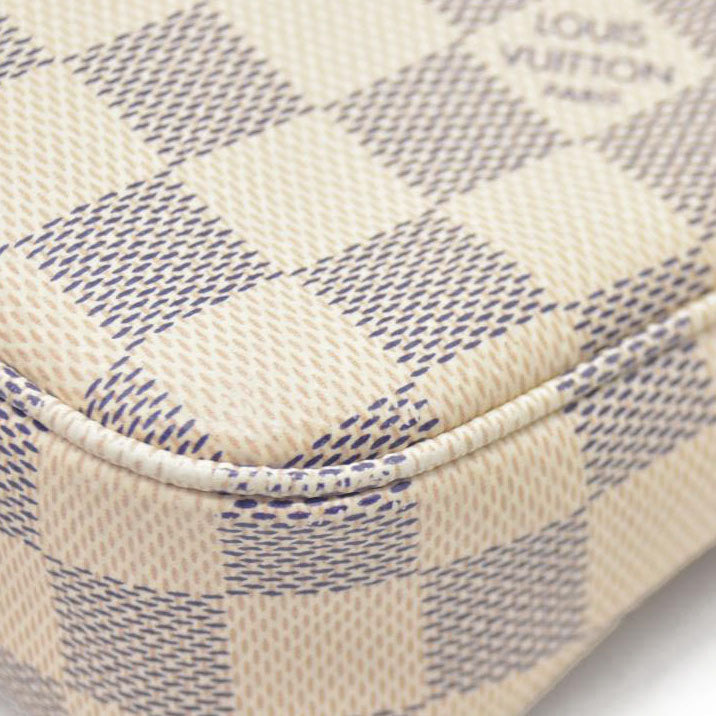 $1580 Louis Vuitton Damier Azur Pochette Accessories RFID