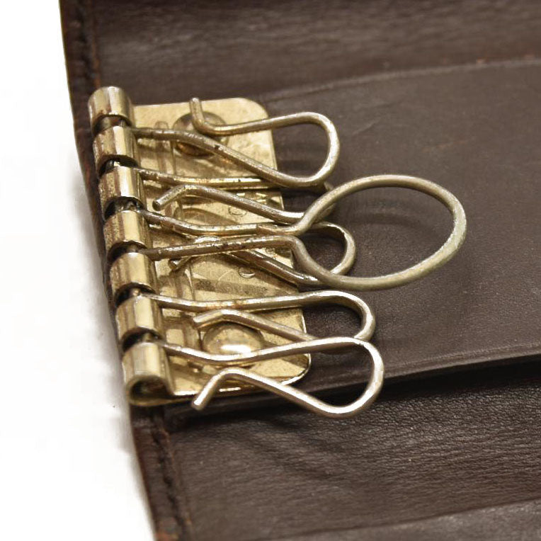 GUCCI Ssima GG Logo Leather 6 Ring Key Case Brown