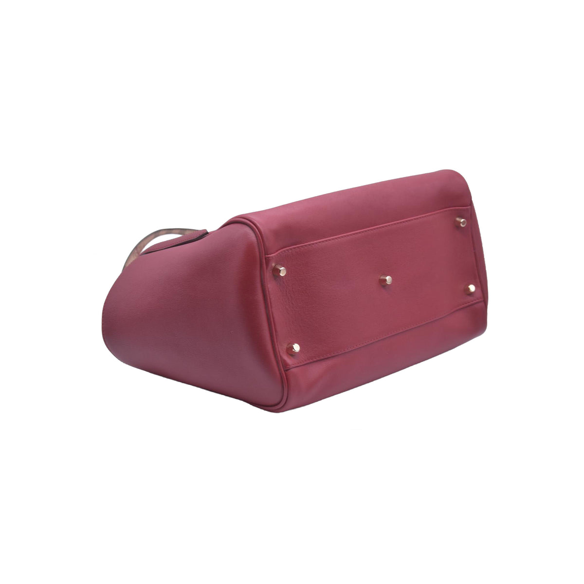 $1095 Burberry Leather Panels Small Canterbury Tote Red CONSIGNMENT