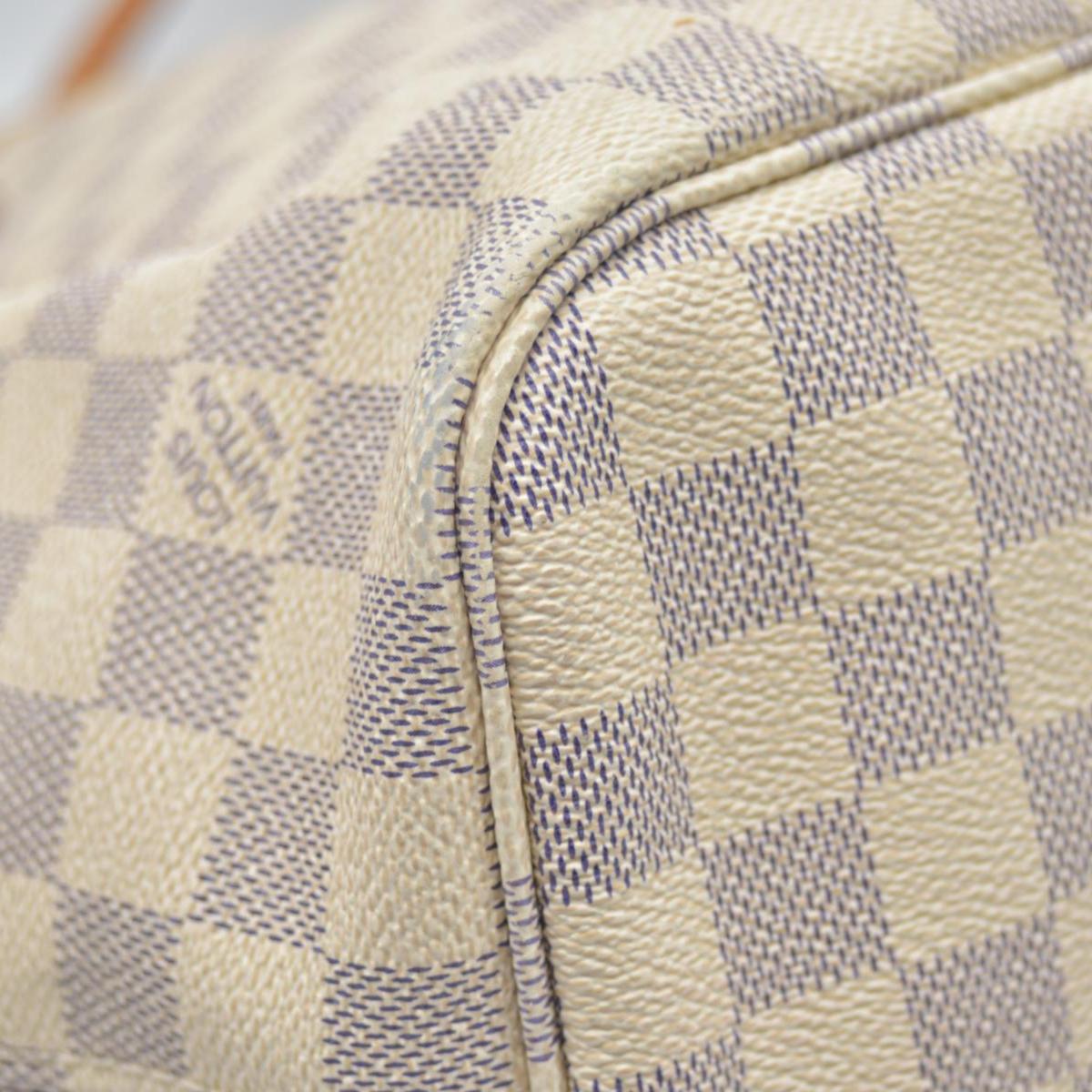 $2240 2010 Louis Vuitton Damier Azur Neverfull MM Rose Ballerine AR1120
