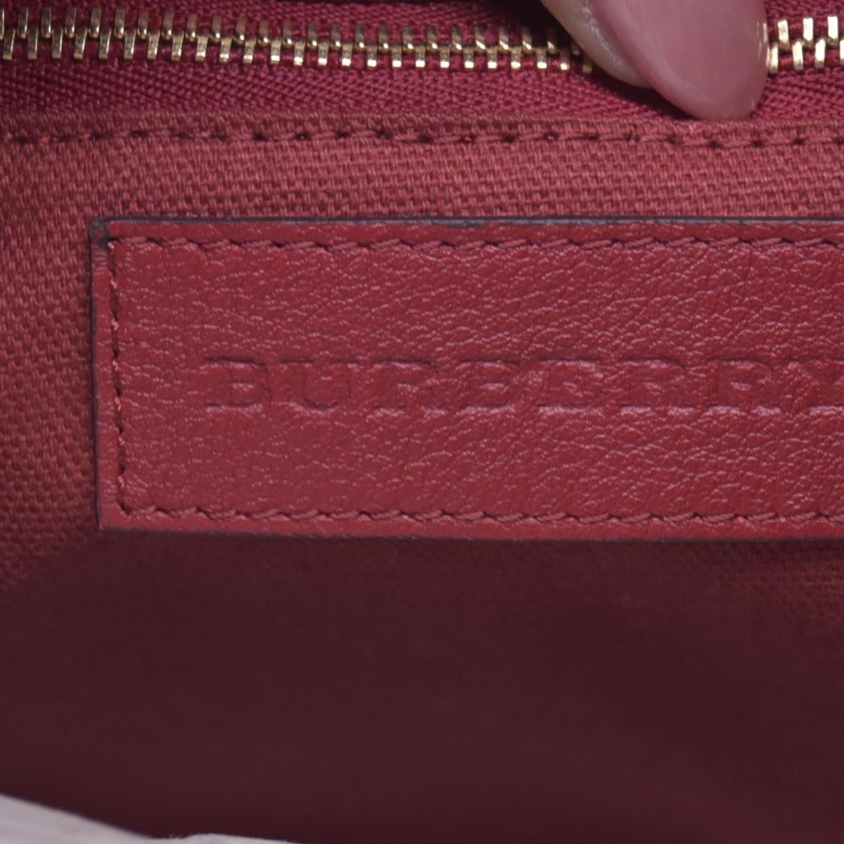 $1095 Burberry Leather Panels Small Canterbury Tote Red CONSIGNMENT