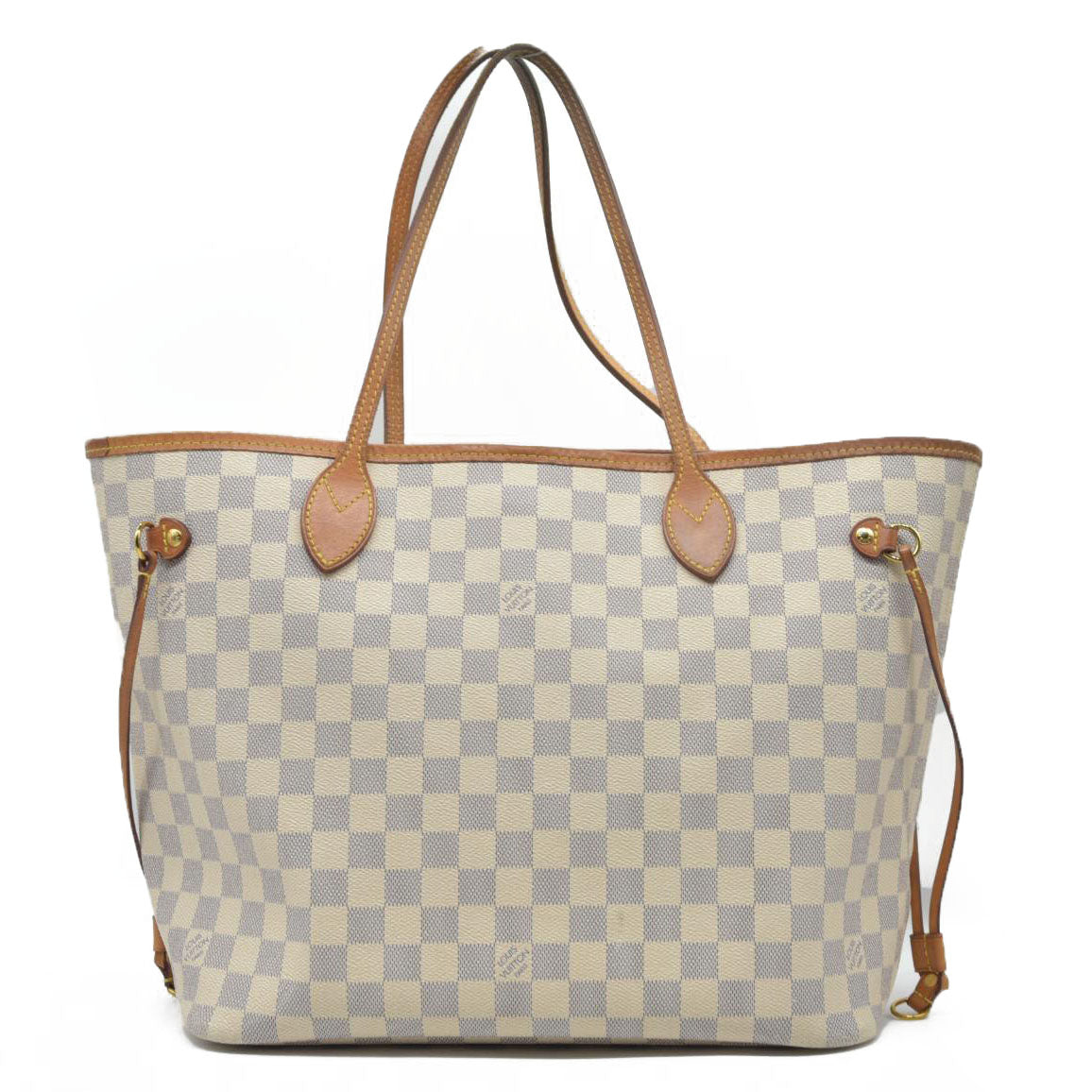 $2170 Louis Vuitton Damier Azur Neverfull MM Rose Ballerine