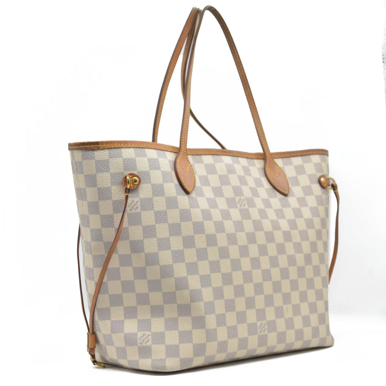 $2170 Louis Vuitton Damier Azur Neverfull MM Rose Ballerine