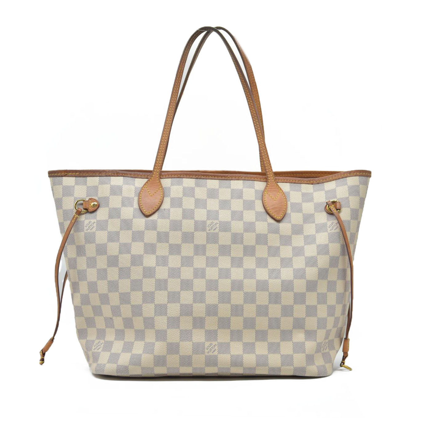 $2170 Louis Vuitton Damier Azur Neverfull MM Rose Ballerine