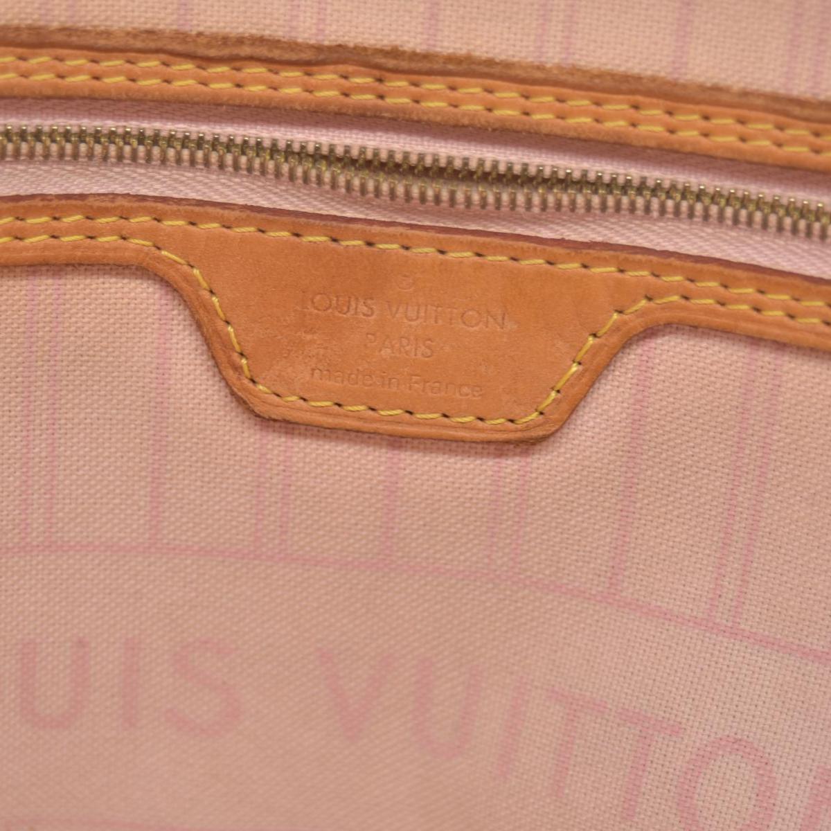 $2240 2010 Louis Vuitton Damier Azur Neverfull MM Rose Ballerine AR1120