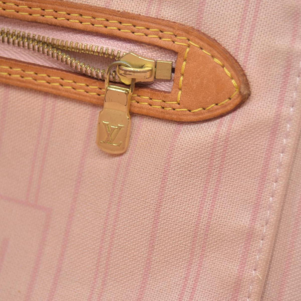 $2240 2010 Louis Vuitton Damier Azur Neverfull MM Rose Ballerine AR1120