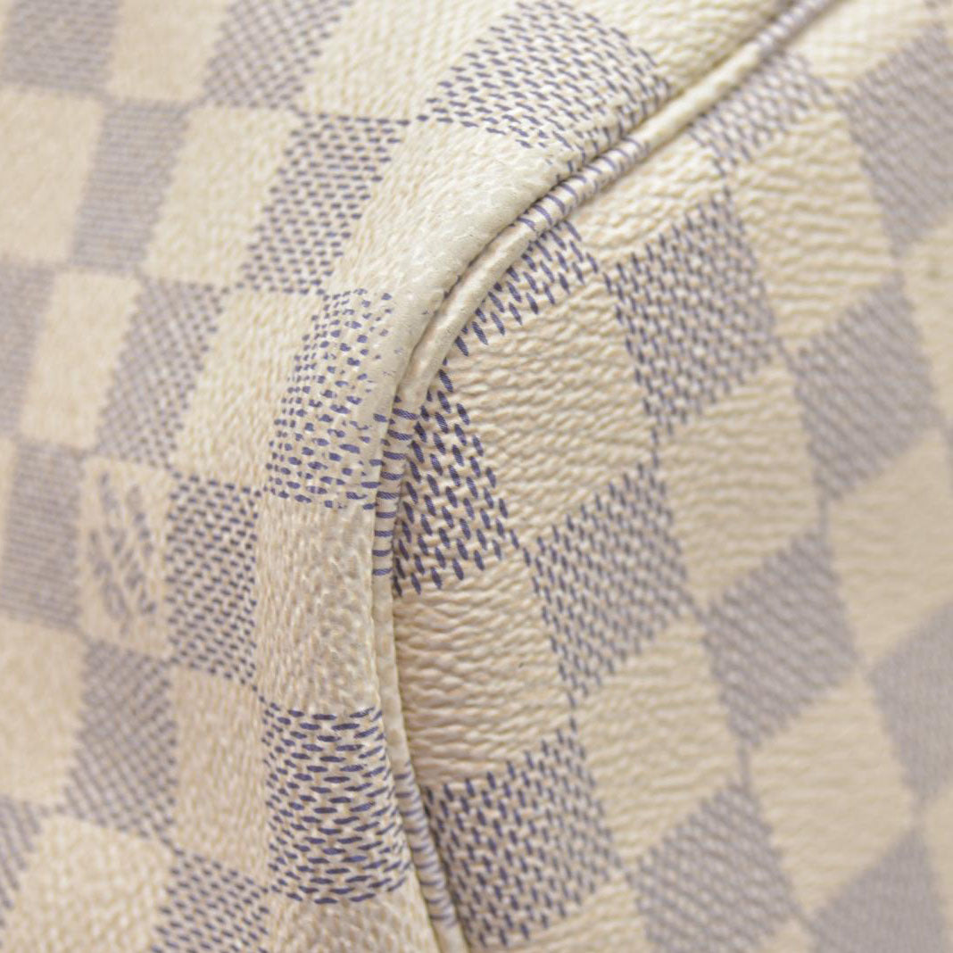 $2170 Louis Vuitton Damier Azur Neverfull MM Rose Ballerine