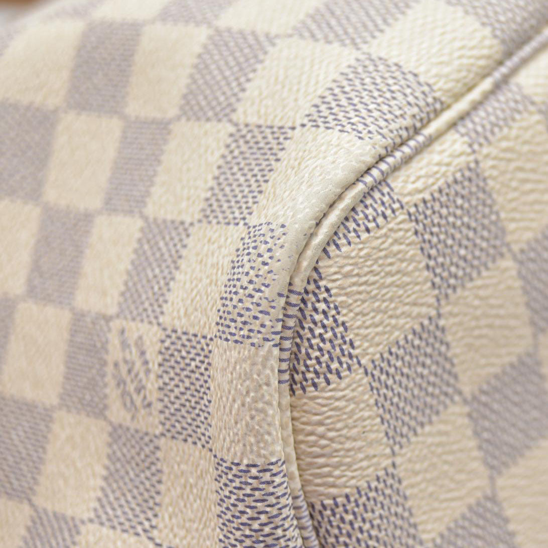 $2170 Louis Vuitton Damier Azur Neverfull MM Rose Ballerine