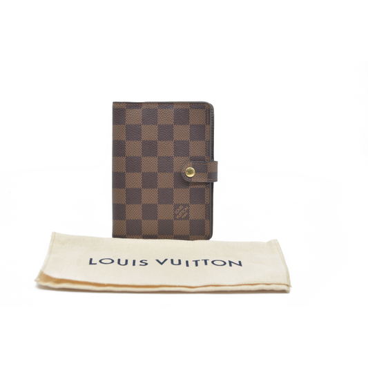 $505 LOUIS VUITTON Damier Ebene Agenda PM Day Planner Notebook Cover RFID