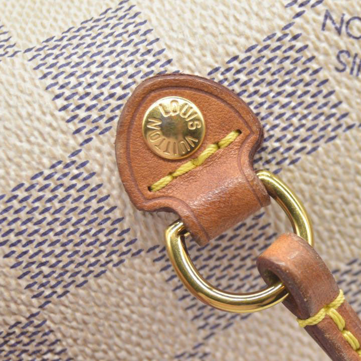 $2170 Louis Vuitton Damier Azur Neverfull MM Rose Ballerine