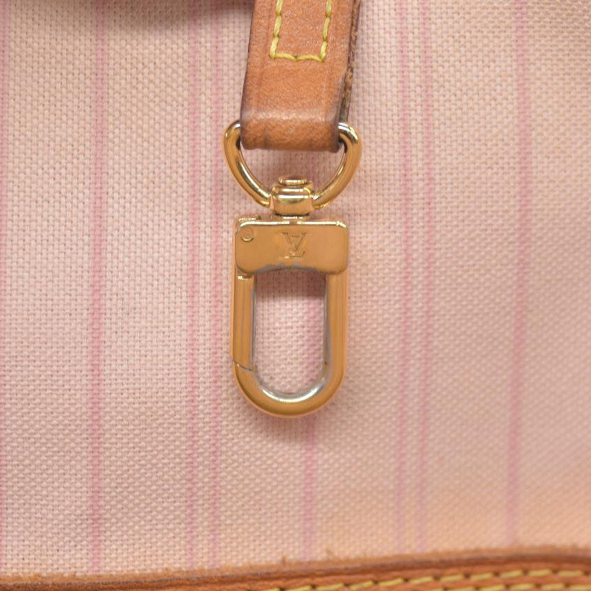 $2170 Louis Vuitton Damier Azur Neverfull MM Rose Ballerine
