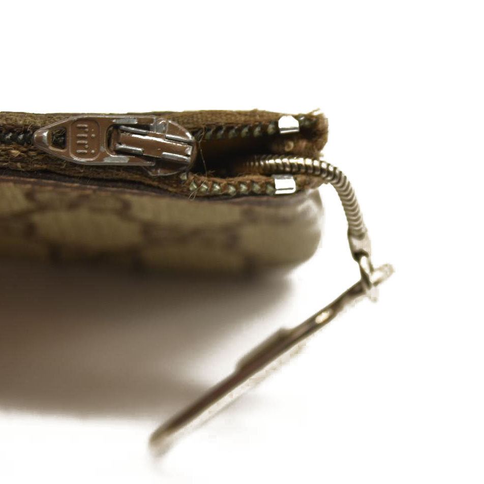 GUCCI GG Logo PVC Leather Coin Purse Wallet Beige