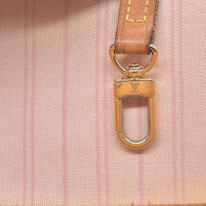 $2170 Louis Vuitton Damier Azur Neverfull MM Rose Ballerine
