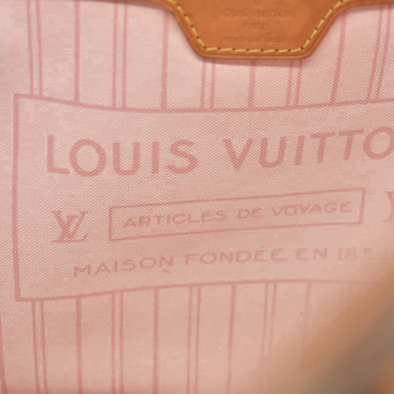 $2170 Louis Vuitton Damier Azur Neverfull MM Rose Ballerine