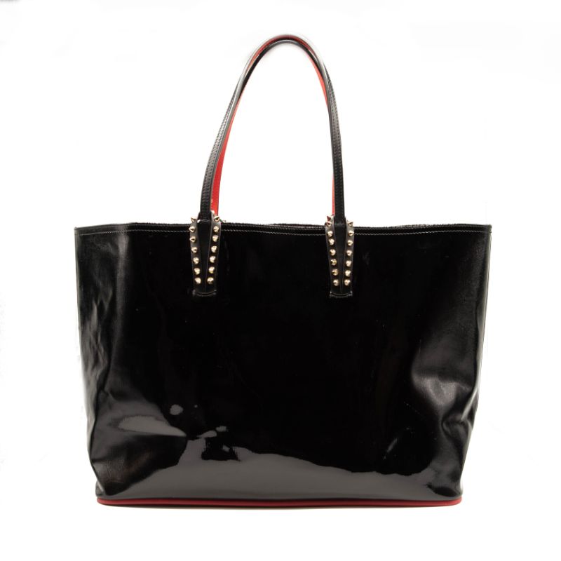 Christian Louboutin Patent Calfskin Spikes East West Cabata Tote Black