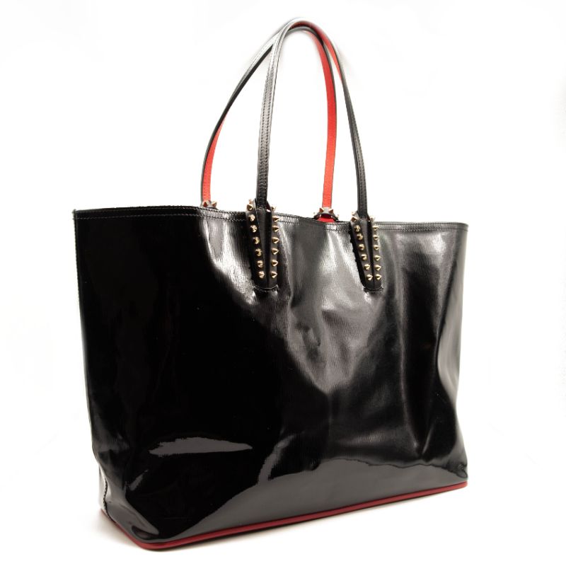 Christian Louboutin Patent Calfskin Spikes East West Cabata Tote Black