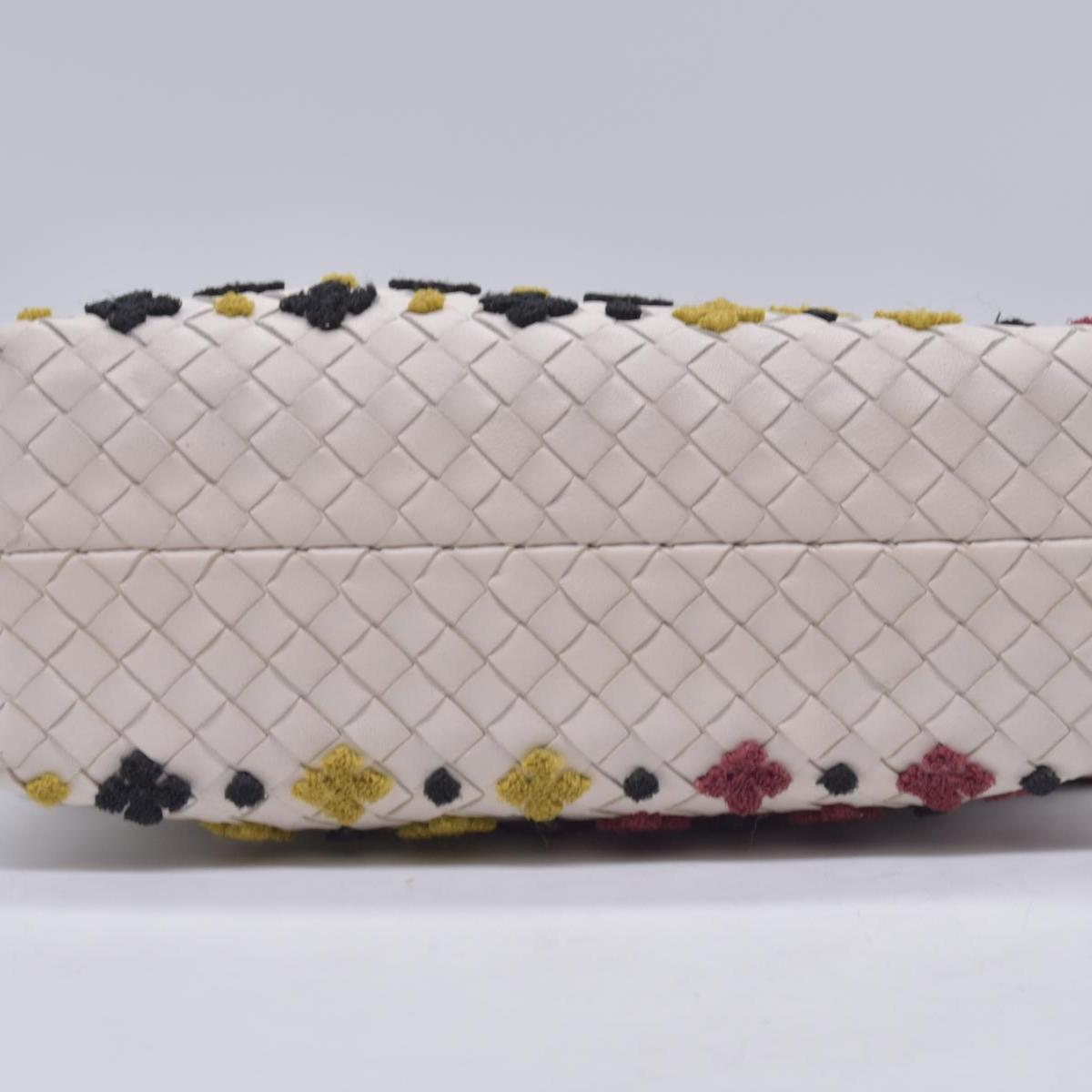 Bottega Veneta Nappa Intrecciato Embrooidered Mosaic Olimpia Shoulder Bag White Multicolor CONSIGNMENT