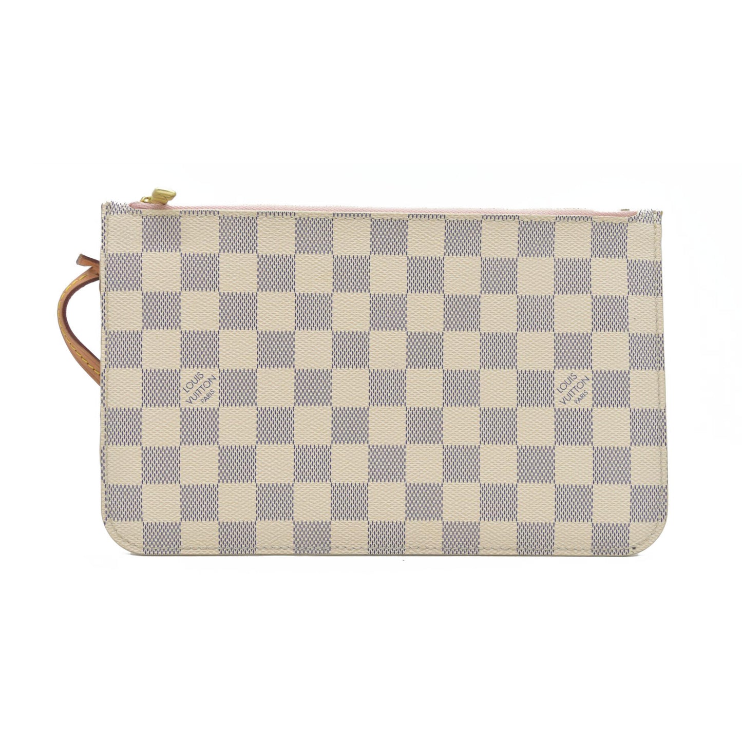 $2170 Louis Vuitton Damier Azur Neverfull MM GM Pochette Rose Ballerine MS3108