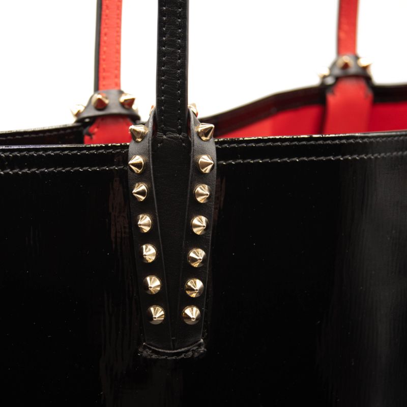 Christian Louboutin Patent Calfskin Spikes East West Cabata Tote Black