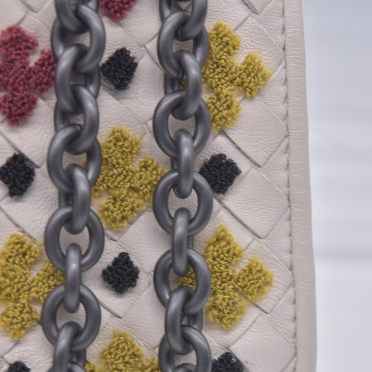 Bottega Veneta Nappa Intrecciato Embrooidered Mosaic Olimpia Shoulder Bag White Multicolor CONSIGNMENT