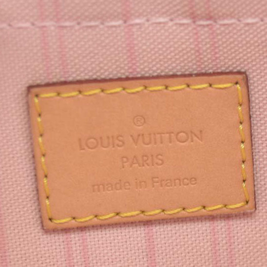 $2170 Louis Vuitton Damier Azur Neverfull MM GM Pochette Rose Ballerine MS3108