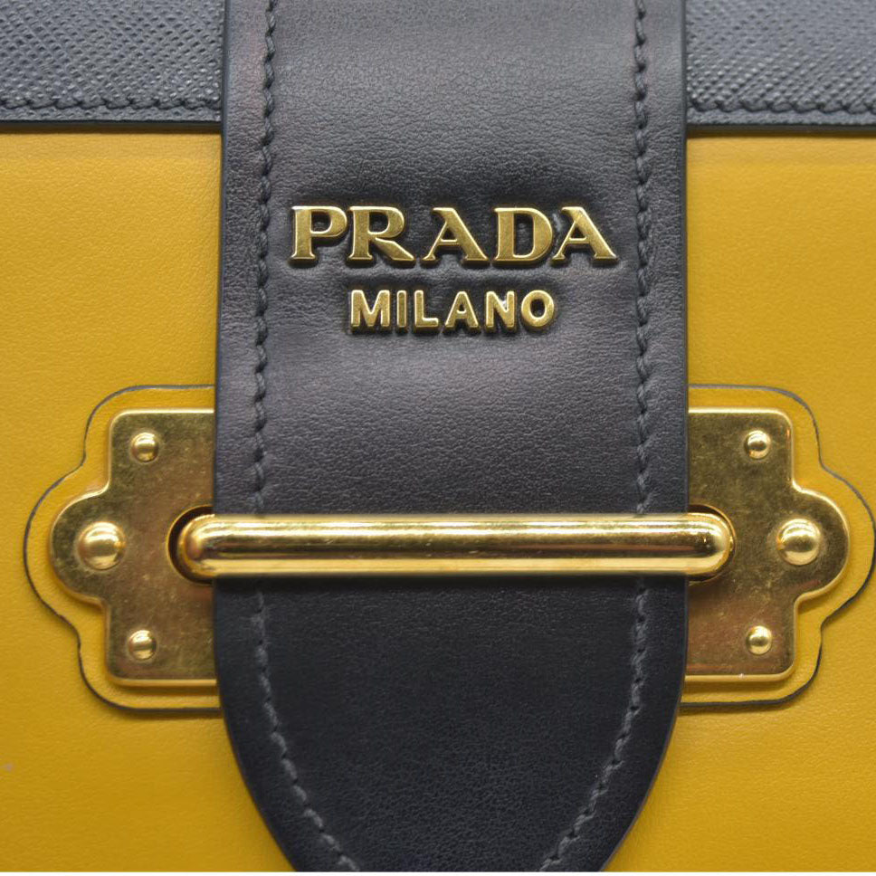 AUCTION $2710 Prada City Calf Saffiano Cahier Bag Soleil Black